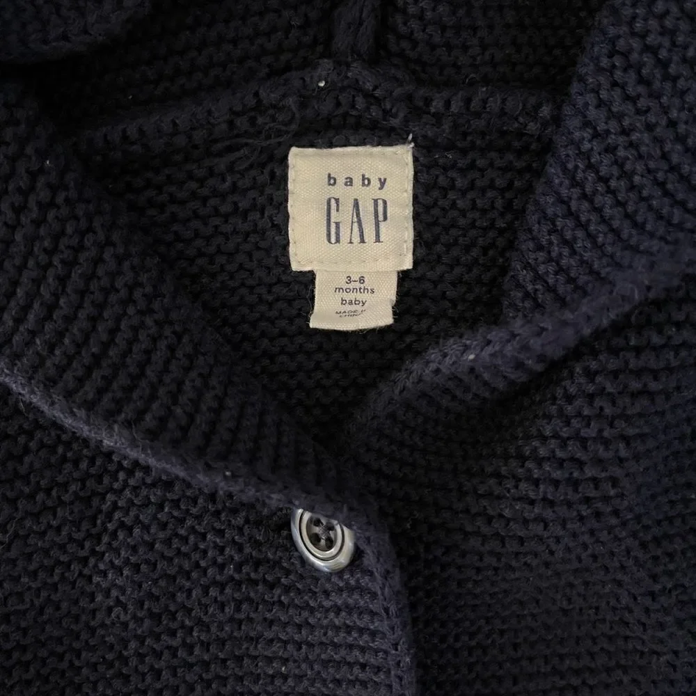 Baby Gap Navy Blue Brannan Bear Knit Cardigan Sweater